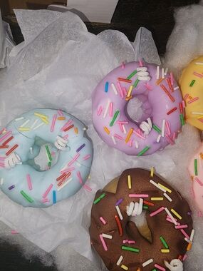 Assorted Pastel Donut Candle Decorations - Purple